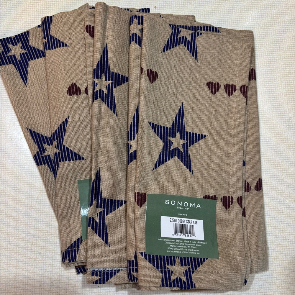 Sonoma Blue Star and Red Heart Napkins